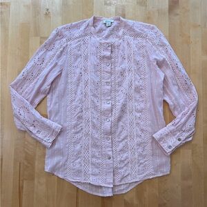 Sundance Mirabelle Eyelet Pink Long Sleeve Top